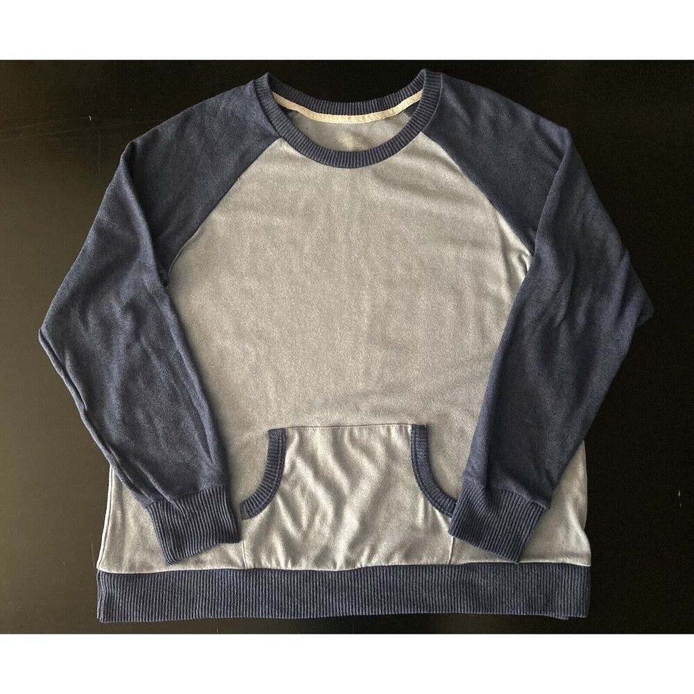 CUDDL DUDS Blue Two-Toned Jersey Knit Sweater w/Pocket sz L